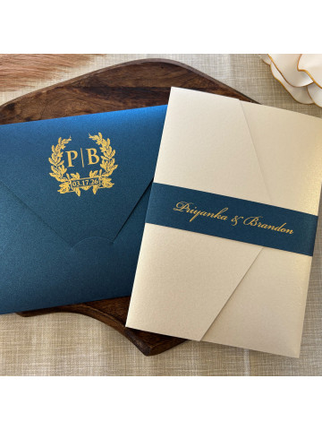 Gold Mirror Wedding invitation (Set of 50 or 100)