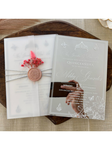 Silver Mirror Quinceañera Invitation, Sweet Sixteen, Quince Años (Set of 50 or 100)