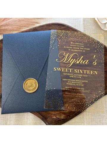 Starry Night invitation, Acrylic Sweet Sixteen invitation (Set of 50 or 100)