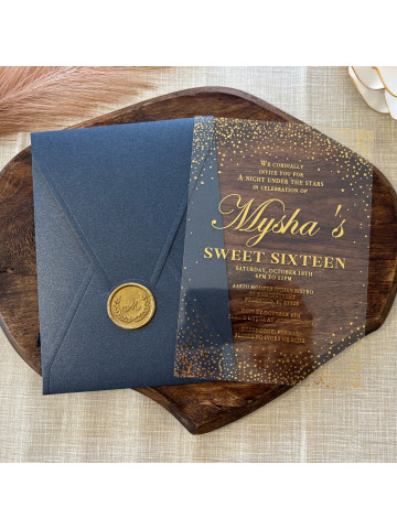 Starry Night invitation, Acrylic Sweet Sixteen invitation (Set of 50 or 100)