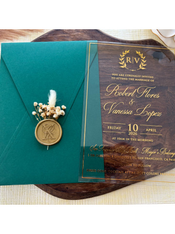 Clear Acrylic Wedding invitation (Set of 50 or 100)