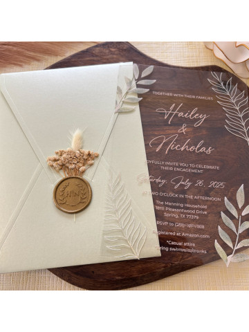 Clear Acrylic Wedding invitation (Set of 50 or 100)