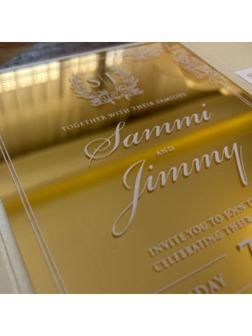 Gold Mirror Wedding invitation (Set of 50 or 100)
