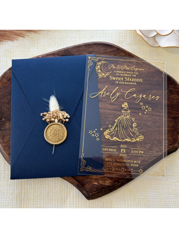 Sweet Sixteen, Quinceañera Invitation, Clear Acrylic (Set of 50 or 100)