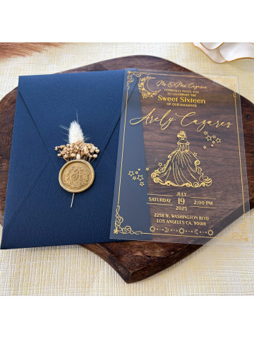 Sweet Sixteen, Quinceañera Invitation, Clear Acrylic (Set of 50 or 100)