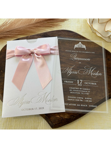 Quinceañera, Sweet Sixteen, Clear acrylic invitation (Set of 50 or 100)