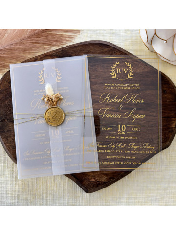 Clear Acrylic Wedding invitation (Set of 50 or 100)