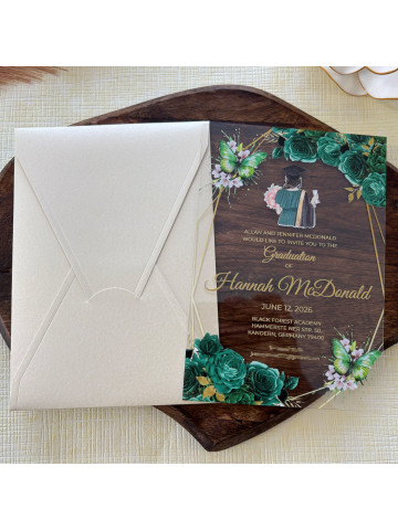 Graduation Invitation, Clear Acrylic  (Set of 50 or 100)