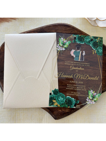 Graduation Invitation, Clear Acrylic  (Set of 50 or 100)