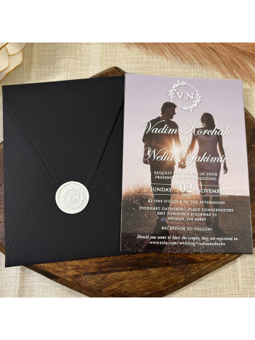 Clear Acrylic Wedding invitation With Photo (Set of 50 or 100)