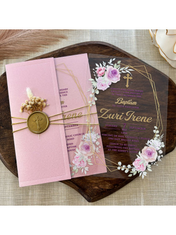 Clear Acrylic Baptism invitation (Set of 50 or 100)