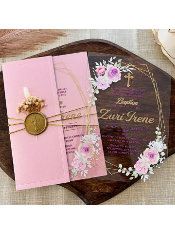 Clear Acrylic Baptism invitation (Set of 50 or 100)