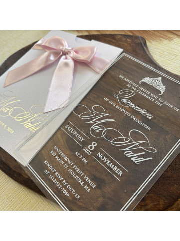 Quinceañera, Sweet Sixteen, Clear acrylic invitation (Set of 50 or 100)