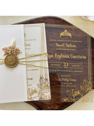 Sweet Sixteen, Clear acrylic invitation (Set of 50 or 100)