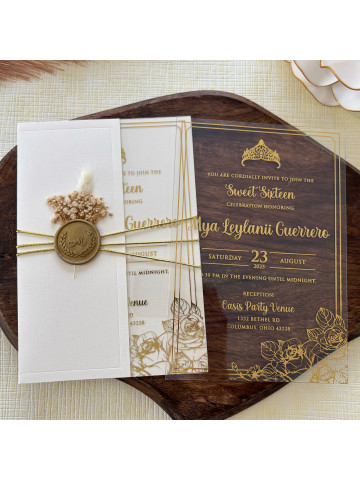 Sweet Sixteen, Clear acrylic invitation (Set of 50 or 100)