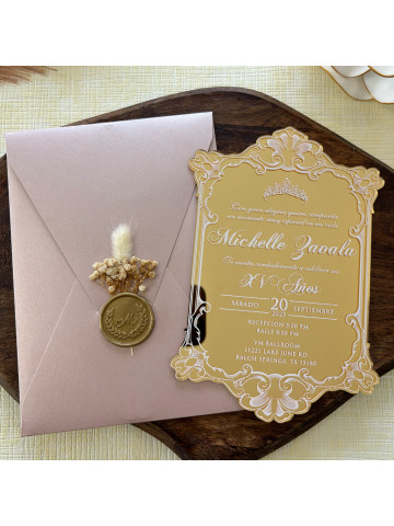 Sweet Sixteen, Gold mirorred invitation (Set of 50 or 100)