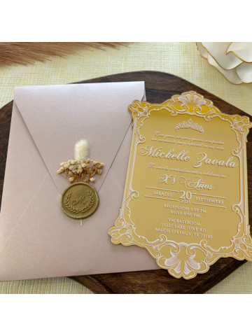 Sweet Sixteen, Gold mirorred invitation (Set of 50 or 100)