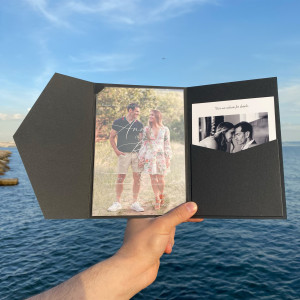 Acrylic wedding invitation, Wedding invitation with photo card, Invitation with photo, Wedding invitation, Black pocket envelope, Detail card