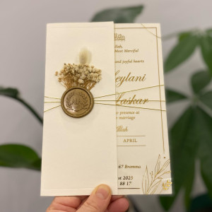Acrylic wedding invitation, Wedding invitation, Gold foil printed invitation, Ivory half envelope, Ivory mailing envelope