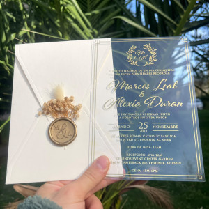 Clear Acrylic Wedding Invitation. Wedding Invitation. Acrylic Invitation. Ivory Envelope