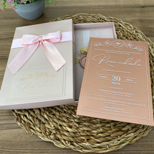 Rose gold mirrored invitation, Boxed invitation, Mirrored invitation, Mirrored wedding invitation, Quince invitation, Quinceañera, Quince Años
